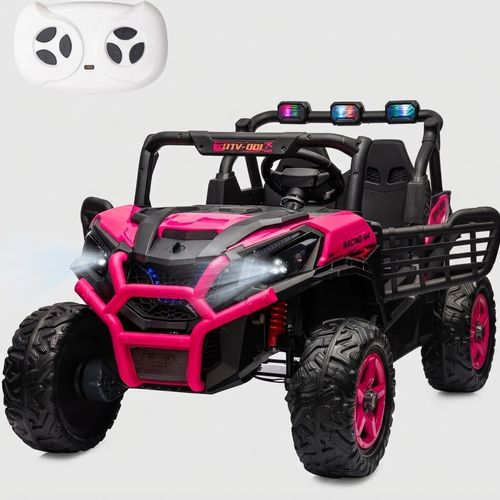 24V Side-by-Side 2-Seater Ride-On UTV, Rose Pink