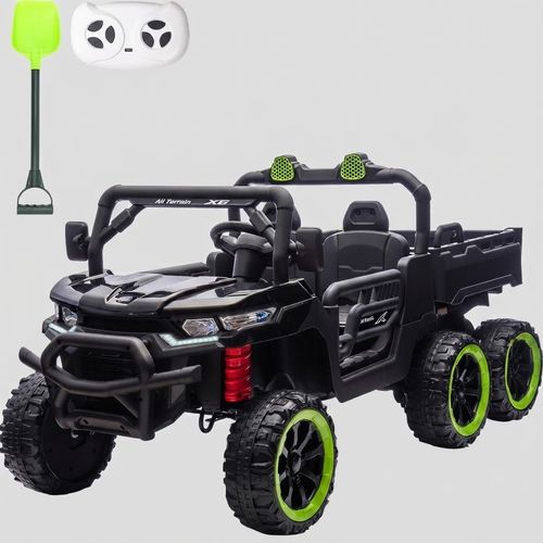 24V 6-Wheel 2-Seater Ride-On Dump Truck, Black