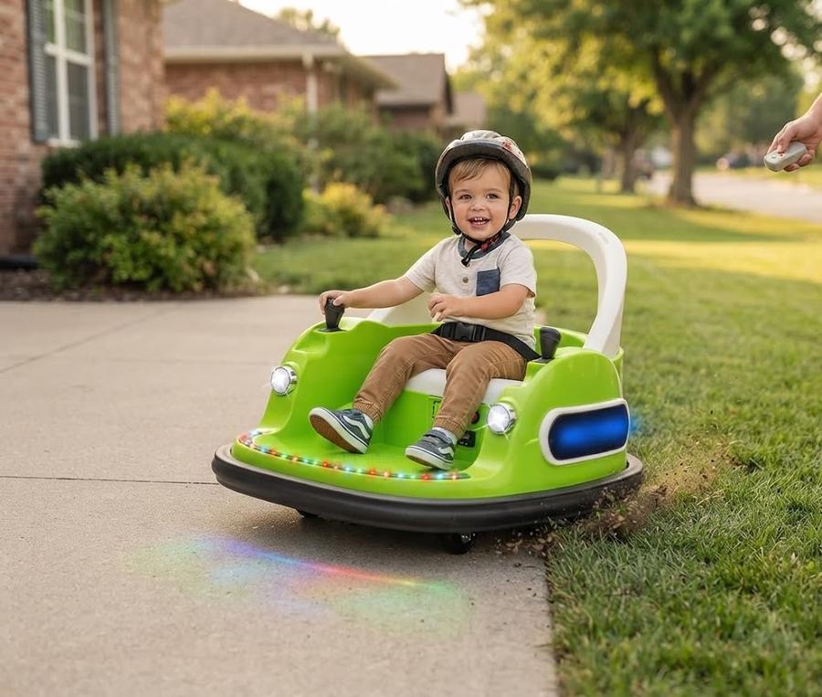 12V Ride-On Bumper Car for Toddlers, Green